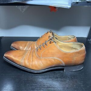 Magnanni Mens Size 11 Cap Toe Point Brown Leather Dress Shoes